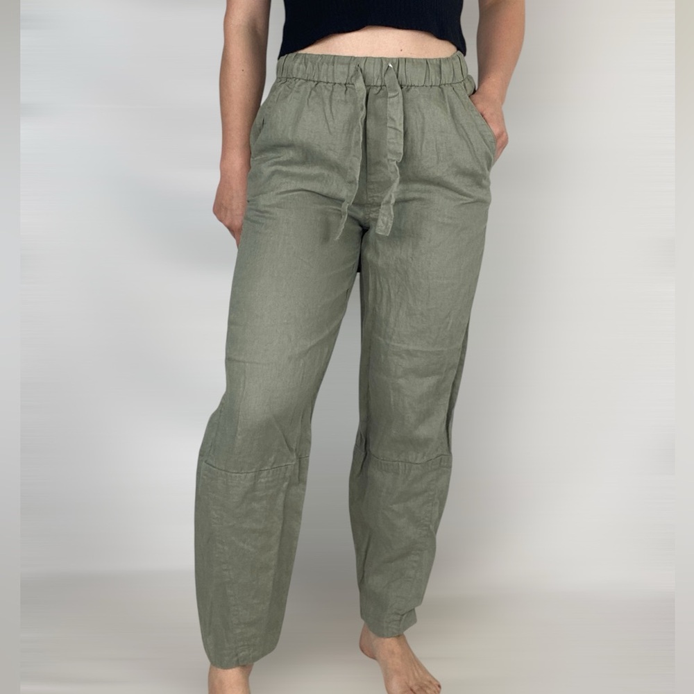 EVERLANE European Flax Linen The Linen Pull On Barrel Pant Drawstring High Waist